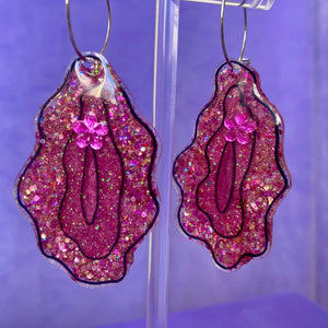 All Pink Glittered Vulva Earrings