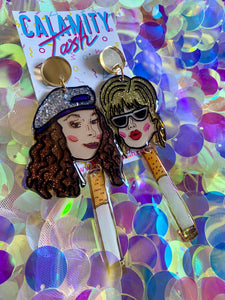 Eddie & Patsy Ab Fab Earrings with cigarettes