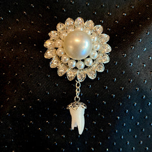 Pearl White Glitter Tooth Brooch