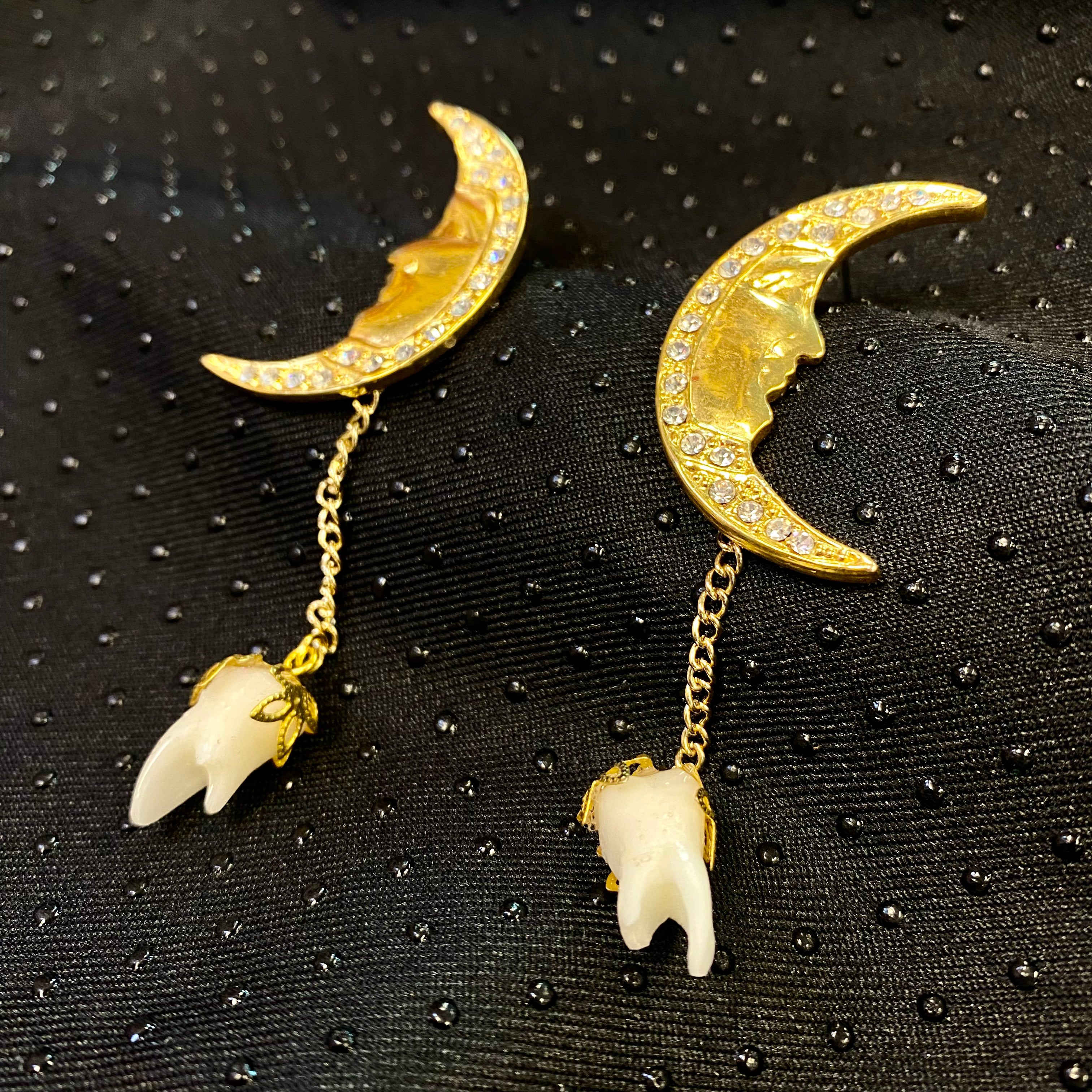 Crescent Moon Tooth Earrings