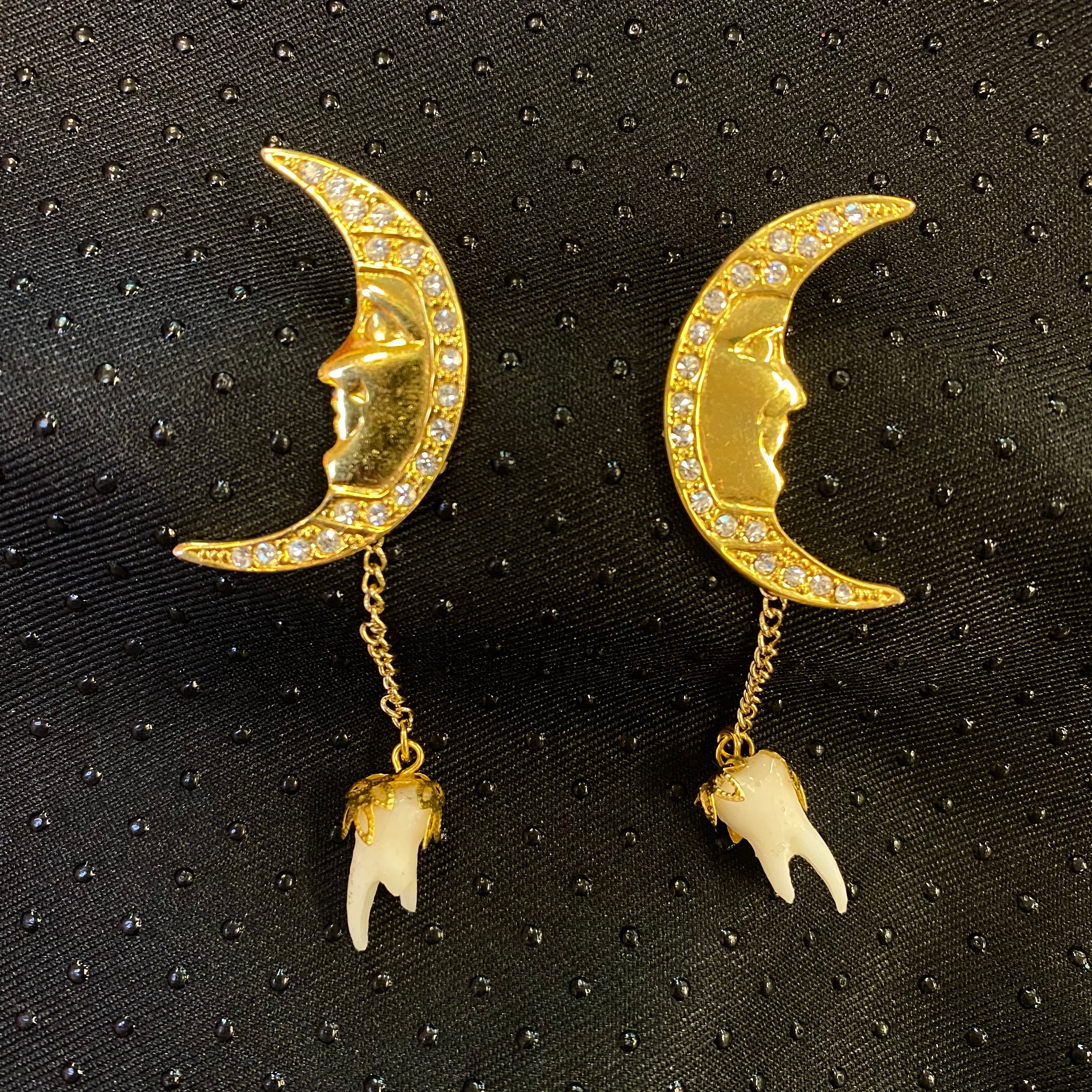 Crescent Moon Tooth Earrings