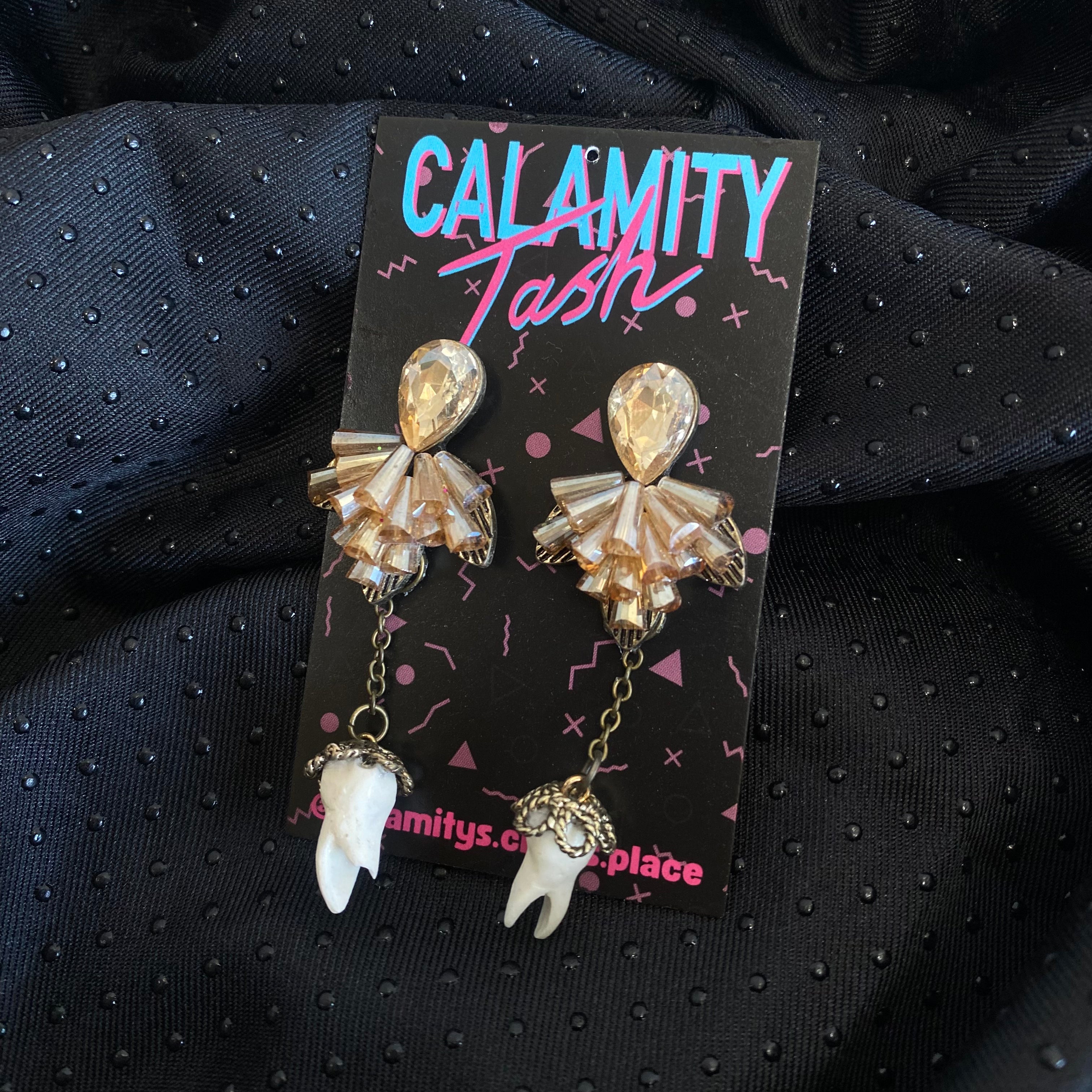 Peach Antique Bronze Tooth Earrings