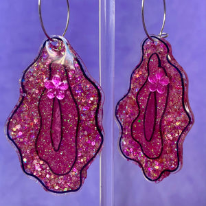 All Pink Glittered Vulva Earrings