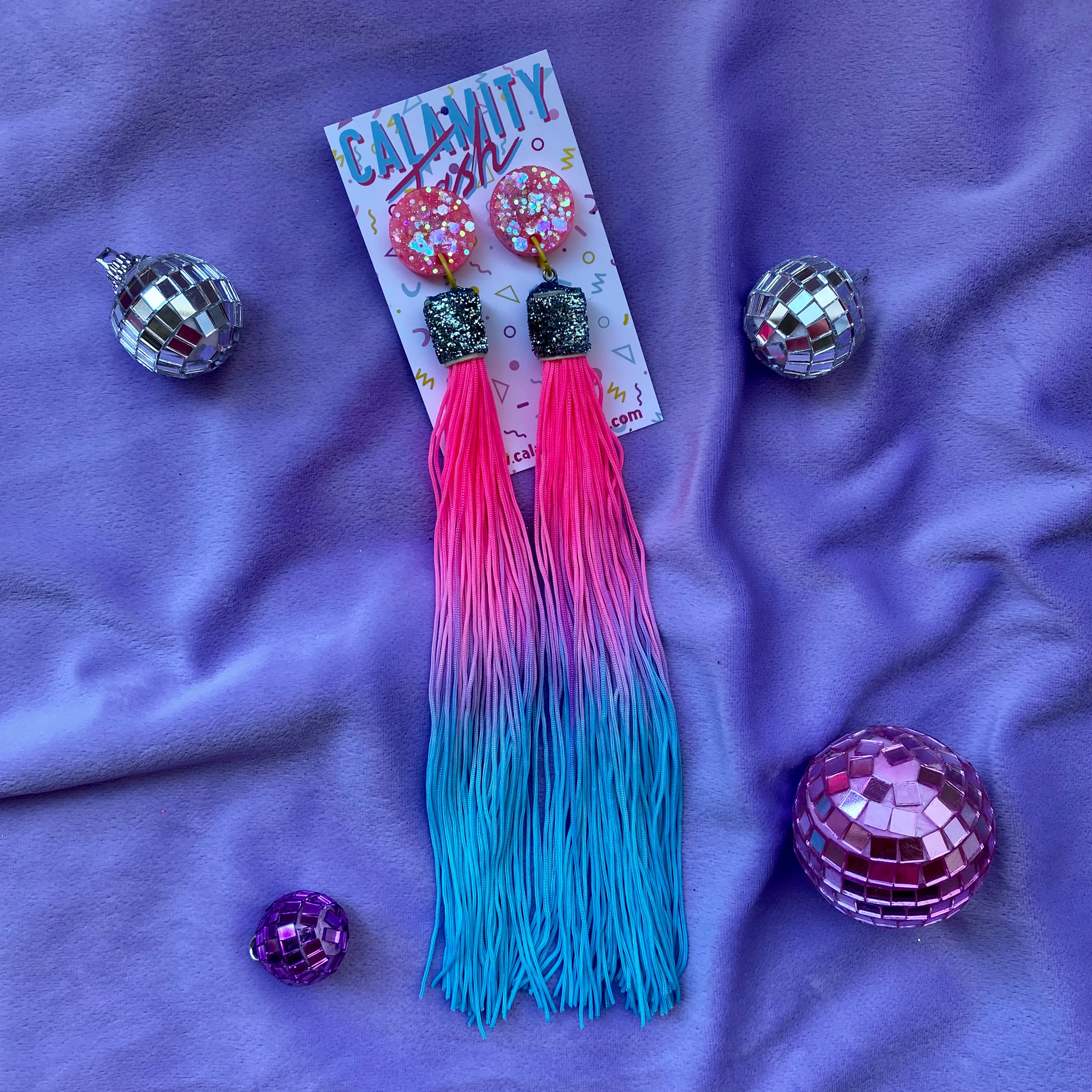 Neon Pink & Blue Tassels