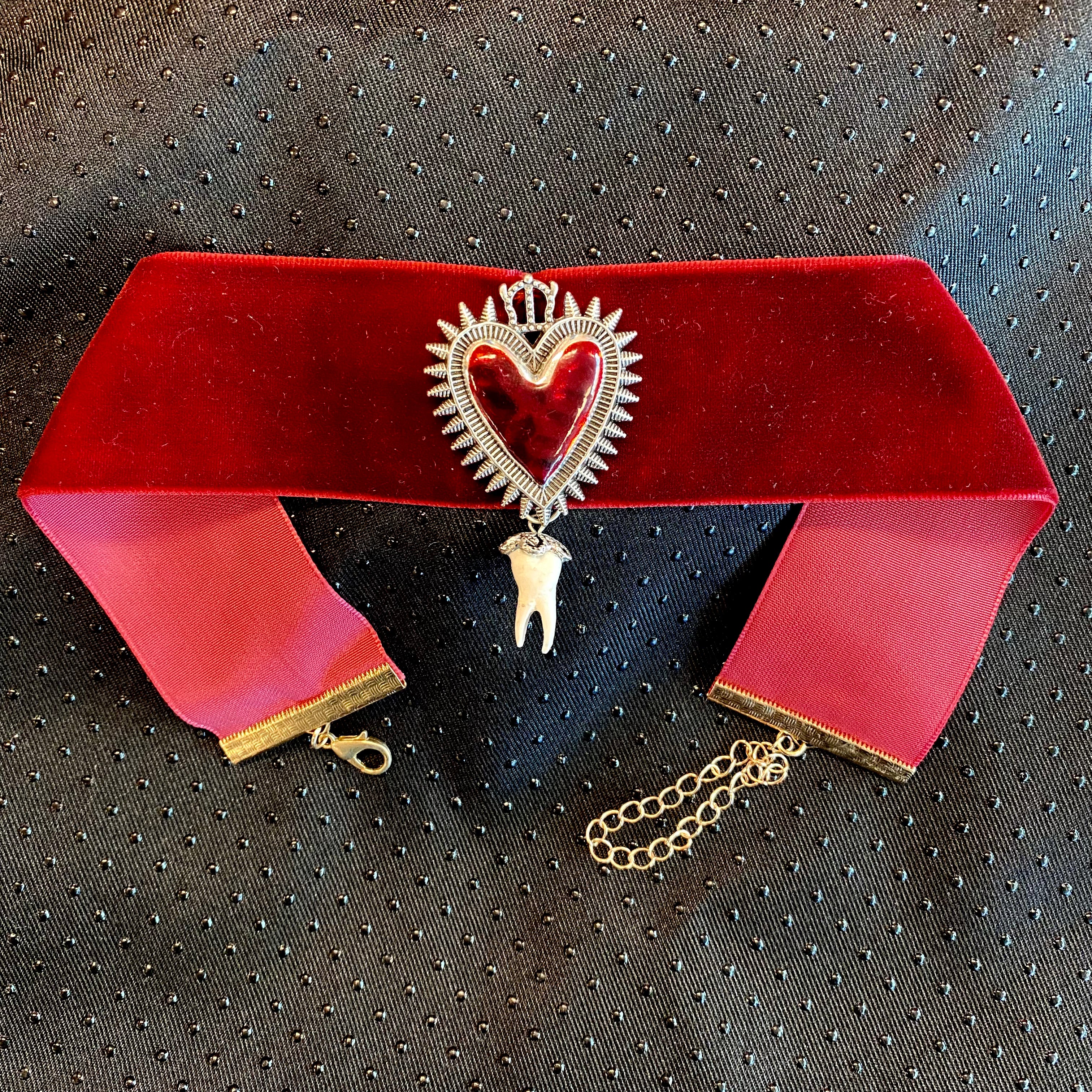Heart Choker with Tooth Charm