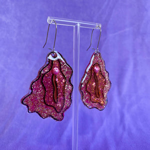 Light Pink Vulva Earrings Glittered