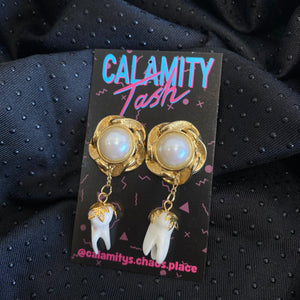 Pearl Tooth Earrings