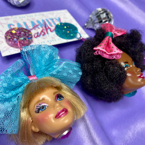 Barbie Beheaded Earrings Blue and Pink
