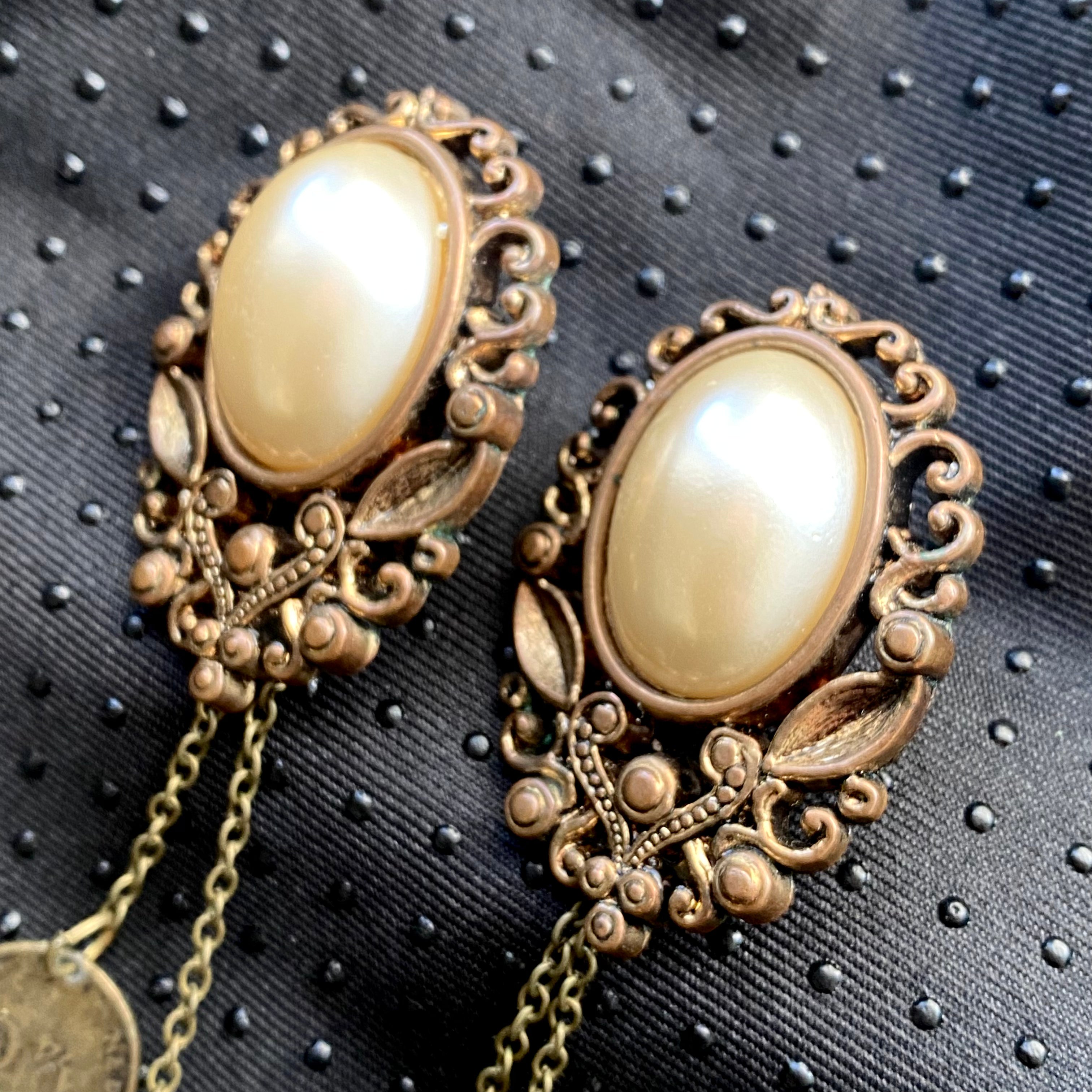 Antique Style Tooth and Charm Earrings