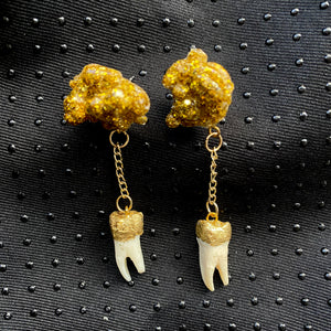 Gold Lump Tooth Earrings