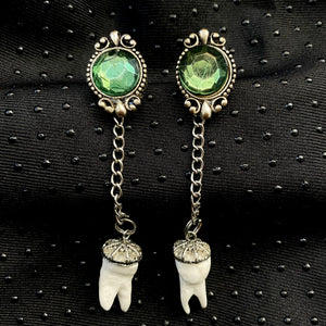 Emerald Single Tooth Earrings