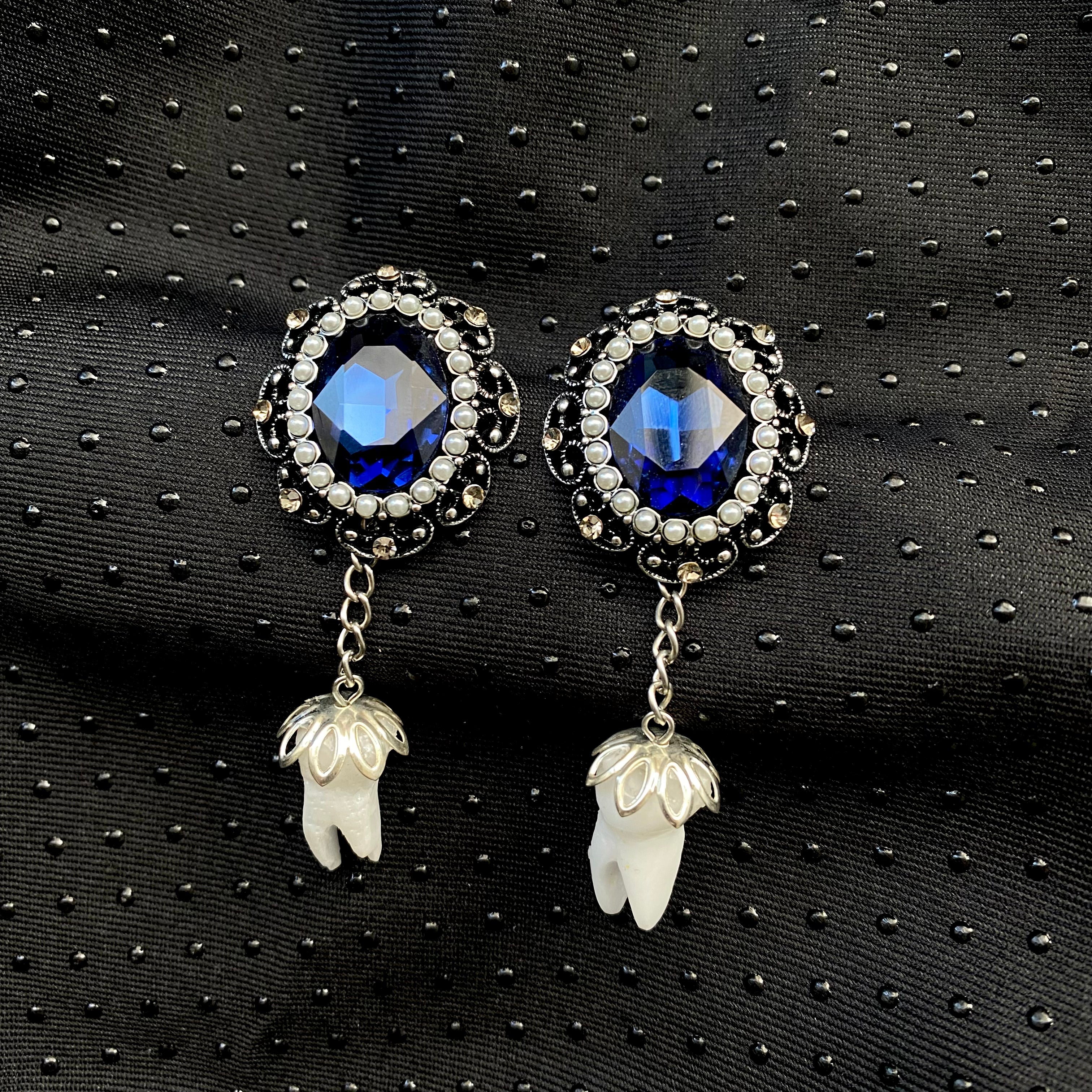 Sapphire Tooth Earrings