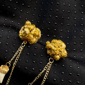 Double Gold Lump Tooth Earrings